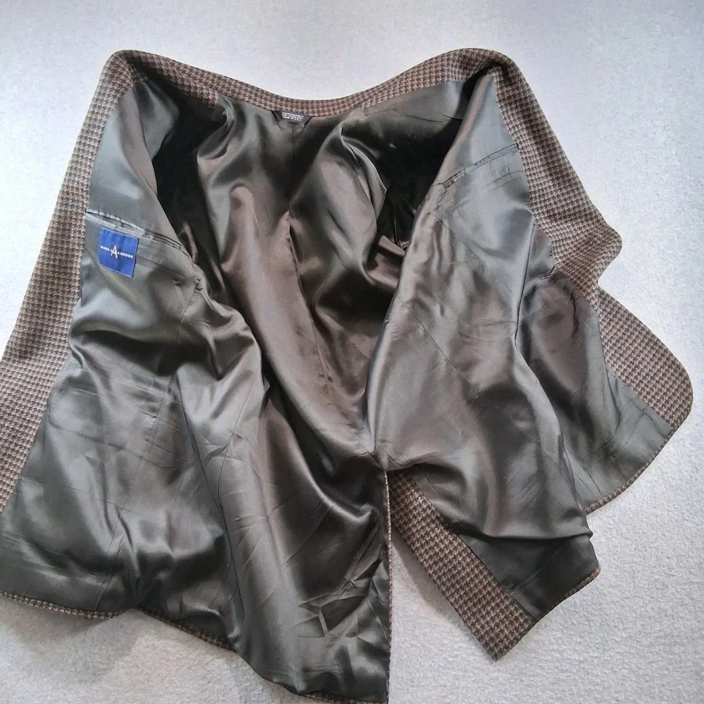 Mark Alexander Sport Coat Mens 40R Brown Houndstooth Elbow Patches Blazer